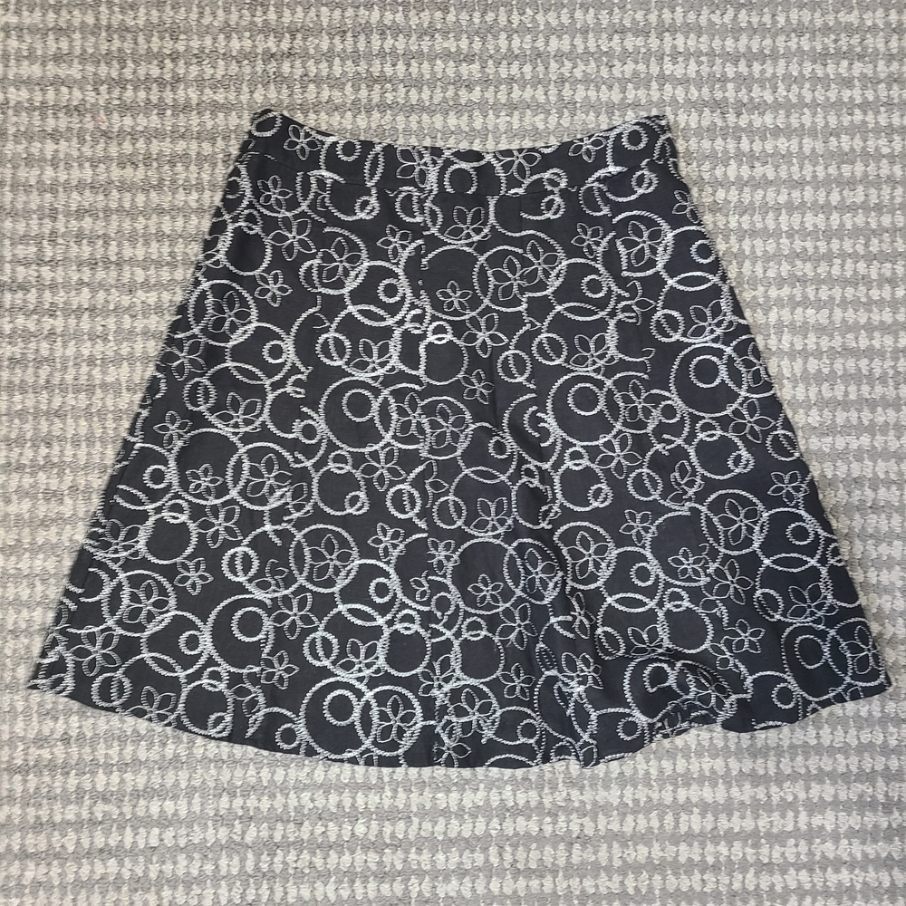 Christopher & Banks Black and White A-Line Skirt 12